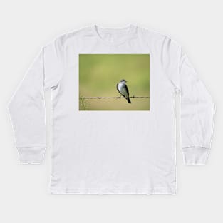 Eastern Kingbird in the Country by Debra Martz Kids Long Sleeve T-Shirt